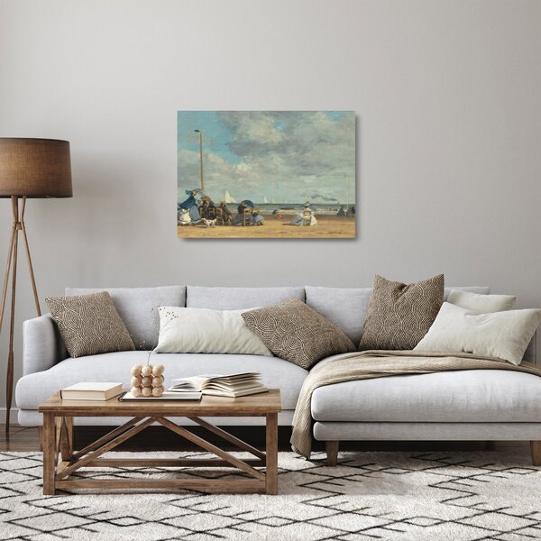 Sklenený obraz - Eugène Boudin, Beach at Trouville, reprodukcia (70x50 cm)