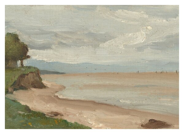Sklenený obraz - Jean-Baptiste-Camille Corot, Beach Near Etretat, reprodukcia (70x50 cm)