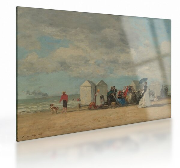 Sklenený obraz - Eugène Boudin, Beach Scene, reprodukcia (70x50 cm)