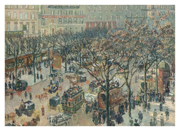 Sklenený obraz - Camille Pissarro, Boulevard des Italiens, Morning, Sunlight, reprodukcia (70x50 cm)