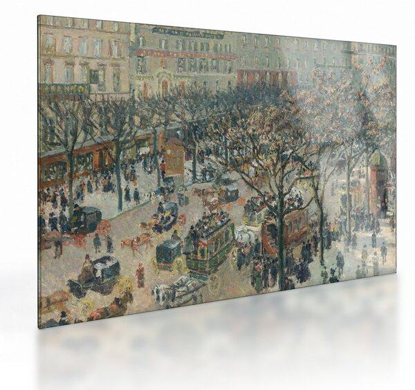Sklenený obraz - Camille Pissarro, Boulevard des Italiens, Morning, Sunlight, reprodukcia (70x50 cm)