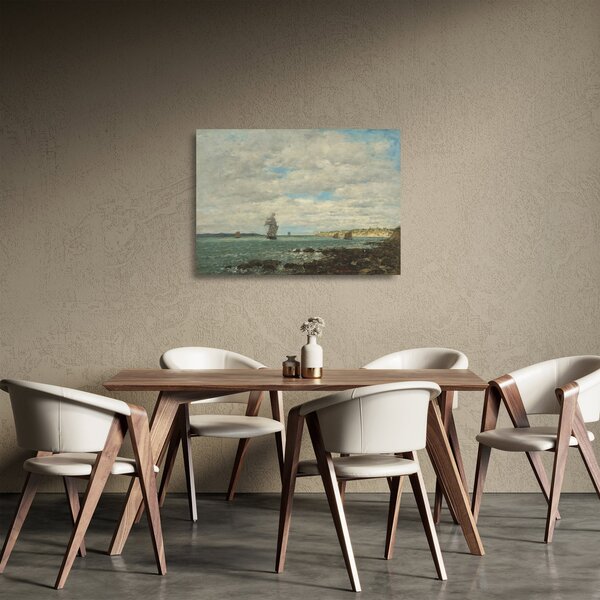 Sklenený obraz - Eugène Boudin, Coast of Brittany, reprodukcia (70x50 cm)