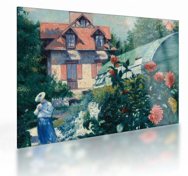 Sklenený obraz - Gustave Caillebotte, Dahlias, Garden at Petit Gennevilliers, reprodukcia (70x50 cm)