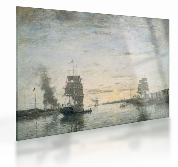 Sklenený obraz - Eugène Boudin, Entrance to the Harbor, Le Havre, reprodukcia (70x50 cm)