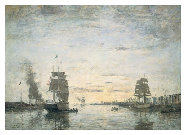 Sklenený obraz - Eugène Boudin, Entrance to the Harbor, Le Havre, reprodukcia (70x50 cm)