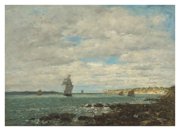 Sklenený obraz - Eugène Boudin, Coast of Brittany, reprodukcia (70x50 cm)