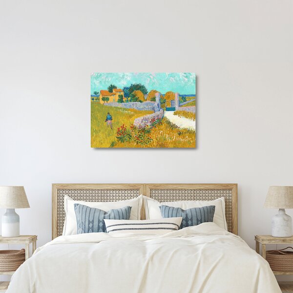 Sklenený obraz - Vincent van Gogh, Farmhouse in Provence, reprodukcia (70x50 cm)
