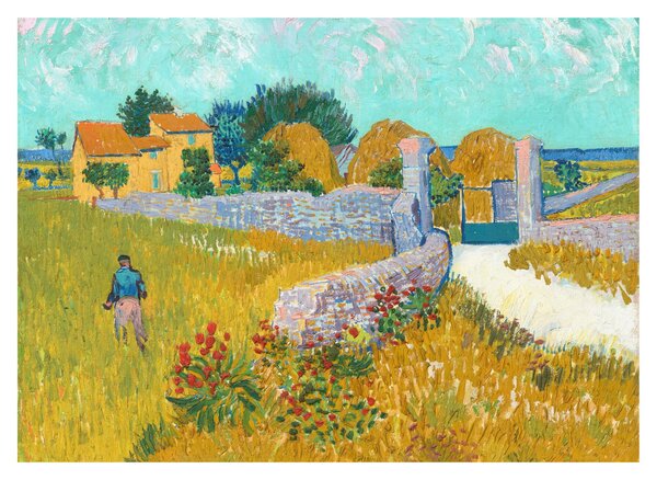 Sklenený obraz - Vincent van Gogh, Farmhouse in Provence, reprodukcia (70x50 cm)