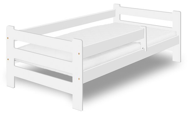 Detská drevená posteľ so zábranou 140x80 Kubius - biela