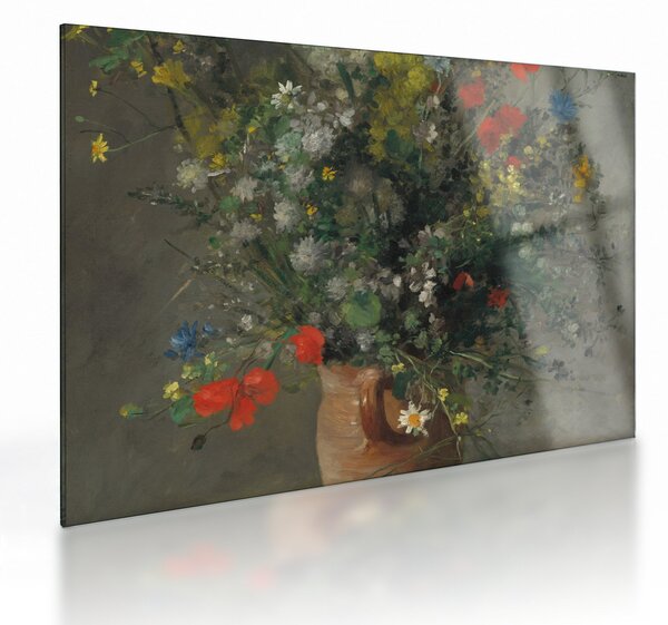 Sklenený obraz - Auguste Renoir, Flowers in a Vase, reprodukcia (70x50 cm)
