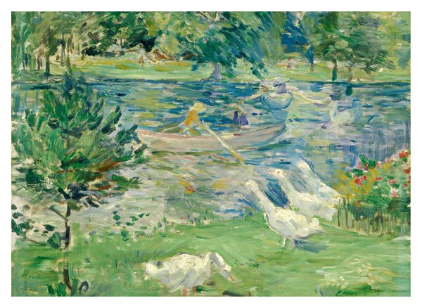 Sklenený obraz - Berthe Morisot, Girl in a Boat with Geese, reprodukcia (70x50 cm)