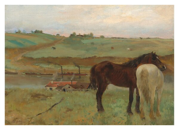 Sklenený obraz - Edgar Degas, Horses in a Meadow, reprodukcia (70x50 cm)