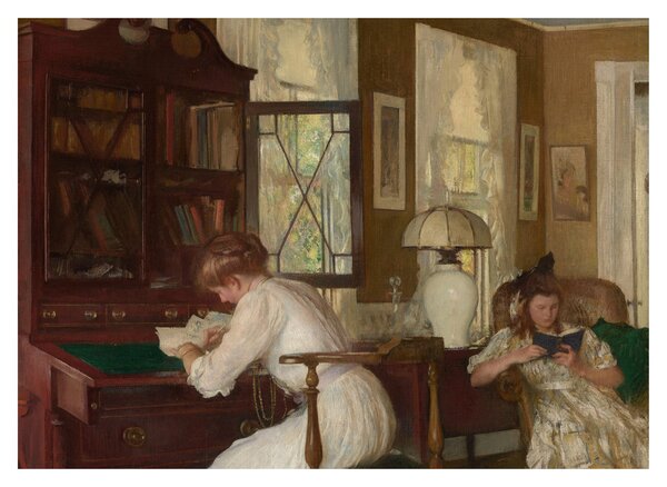 Sklenený obraz - Edmund Tarbell, Josephine and Mercie, reprodukcia (70x50 cm)