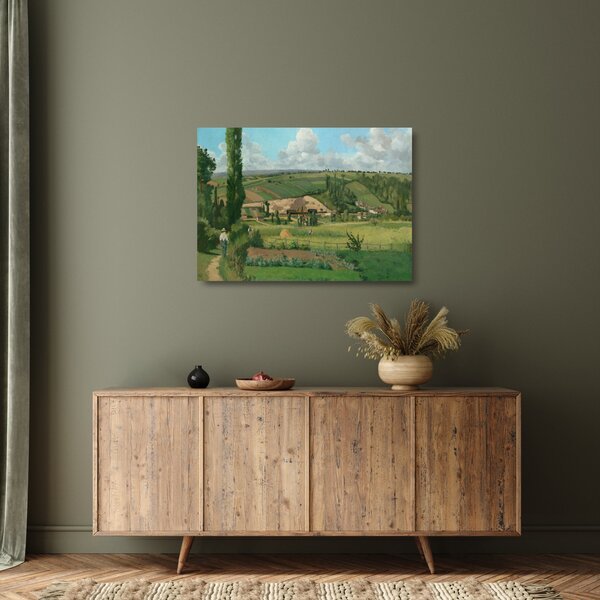 Sklenený obraz - Camille Pissarro, Landscape at Les Pâtis, Pontoise, reprodukcia (70x50 cm)