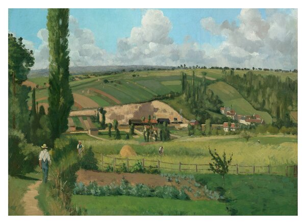 Sklenený obraz - Camille Pissarro, Landscape at Les Pâtis, Pontoise, reprodukcia (70x50 cm)