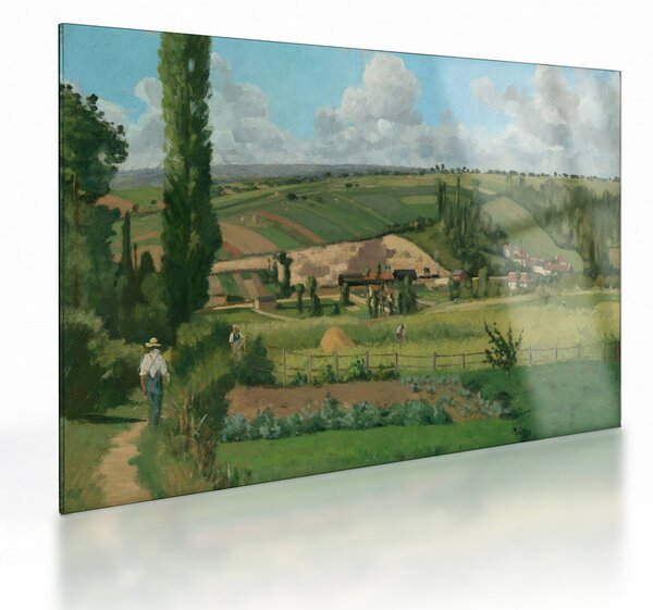 Sklenený obraz - Camille Pissarro, Landscape at Les Pâtis, Pontoise, reprodukcia (70x50 cm)