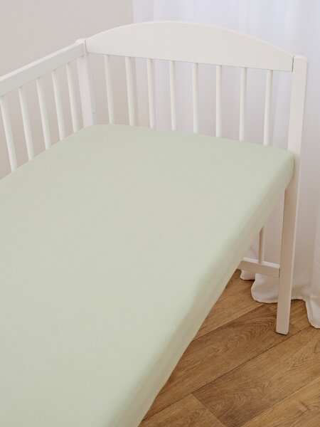Jersey plachta do postieľky Classic 60 × 120 cm - sivozelená