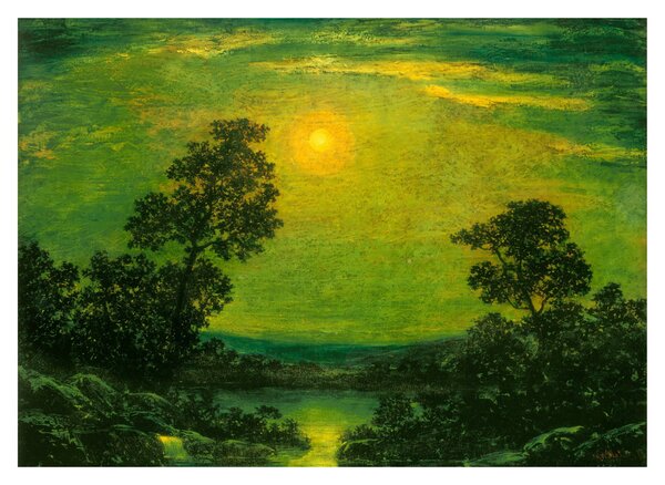 Sklenený obraz - Imitator of Ralph Albert Blakelock, Moonlight, reprodukcia (70x50 cm)
