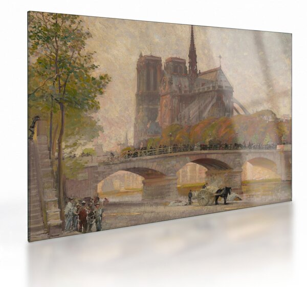 Sklenený obraz - Robert William Vonnoh, Notre Dame de Paris, reprodukcia (70x50 cm)