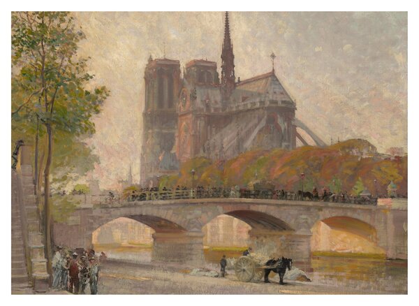 Sklenený obraz - Robert William Vonnoh, Notre Dame de Paris, reprodukcia (70x50 cm)