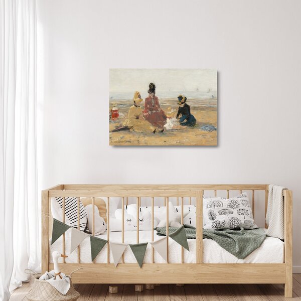 Sklenený obraz - Eugène Boudin, On the Beach, Trouville, reprodukcia (70x50 cm)