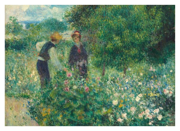 Sklenený obraz - Auguste Renoir, Picking Flowers, reprodukcia (70x50 cm)