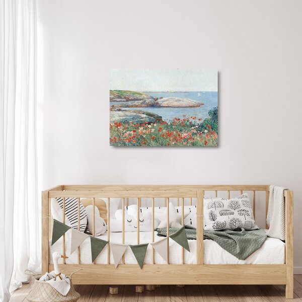 Sklenený obraz - Childe Hassam, Poppies, Isles of Shoals, reprodukcia (70x50 cm)
