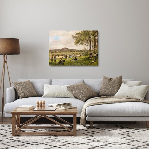 Sklenený obraz - French 19th Century, Race Course at Longchamps, reprodukcia (70x50 cm)
