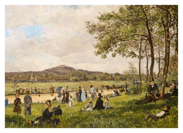 Sklenený obraz - French 19th Century, Race Course at Longchamps, reprodukcia (70x50 cm)