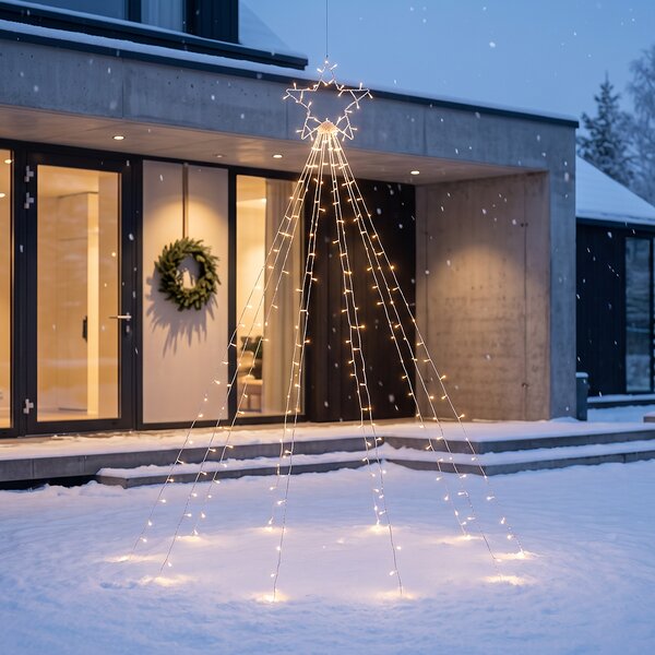 Solight LED řetěz s hvězdou na vánoční strom, výška 2,1m, 212 LED, IP44
