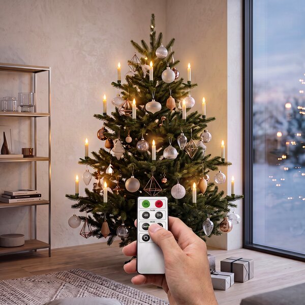Solight sada LED svíček na vánoční stromek, 10x svíčka, dálkové ovládání, časovač, 1xAAA