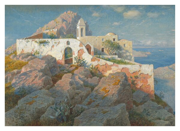 Sklenený obraz - William Stanley Haseltine, Santa Maria a Cetrella, Anacapri, reprodukcia (70x50 cm)