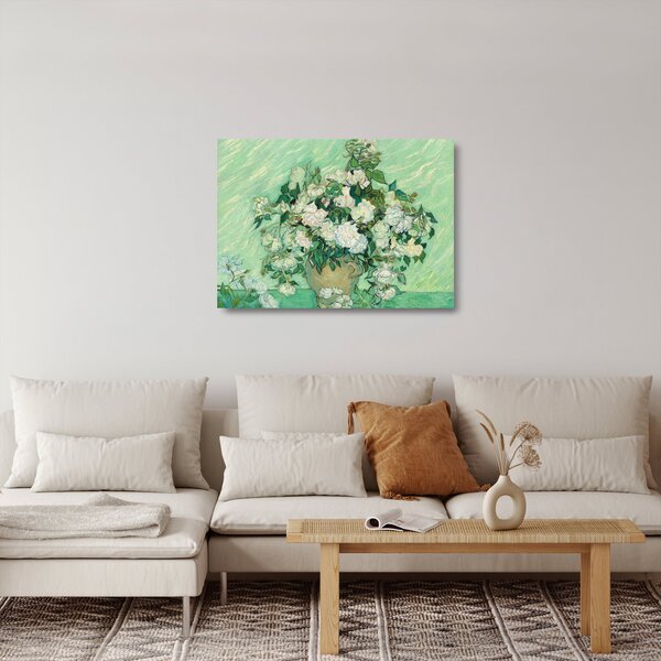 Sklenený obraz - Vincent van Gogh, Roses, reprodukcia (70x50 cm)