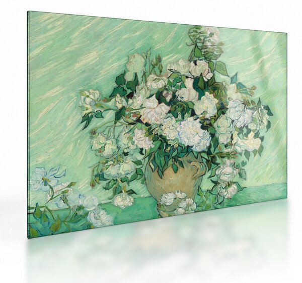 Sklenený obraz - Vincent van Gogh, Roses, reprodukcia (70x50 cm)