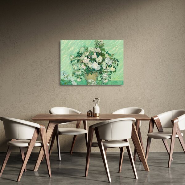 Sklenený obraz - Vincent van Gogh, Roses, reprodukcia (70x50 cm)
