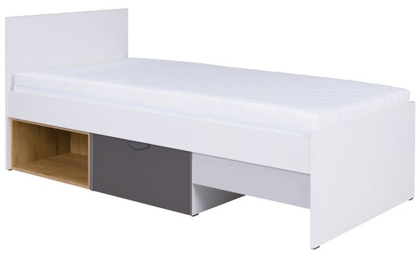 Mirjan24 Posteľ Ziturko ZT15 L/P s úložným priestorom, Farby: biela / grafit / sivá / dub Lefkas 5903211133282
