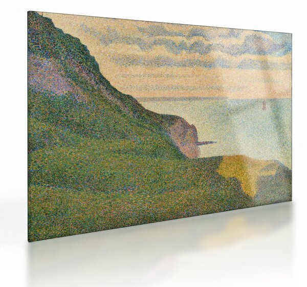 Sklenený obraz - Georges Seurat, Seascape at Port-en-Bessin, Normandy, reprodukcia (70x50 cm)