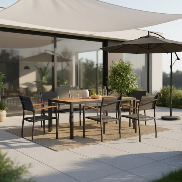 SÚPRAVA ZÁHRADNÉHO NÁBYTKU 7-dielne, textil, kov, drevo Gardenson - Online Only záhrada, Online Only