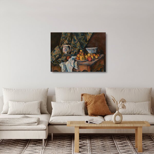 Sklenený obraz - Paul Cézanne, Still Life with Apples and Peaches, reprodukcia (70x50 cm)