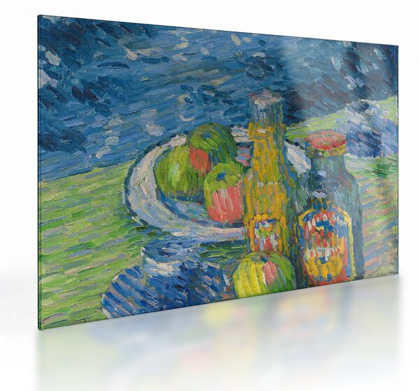 Sklenený obraz - Alexej von Jawlensky, Still Life with Bottles and Fruit, reprodukcia (70x50 cm)