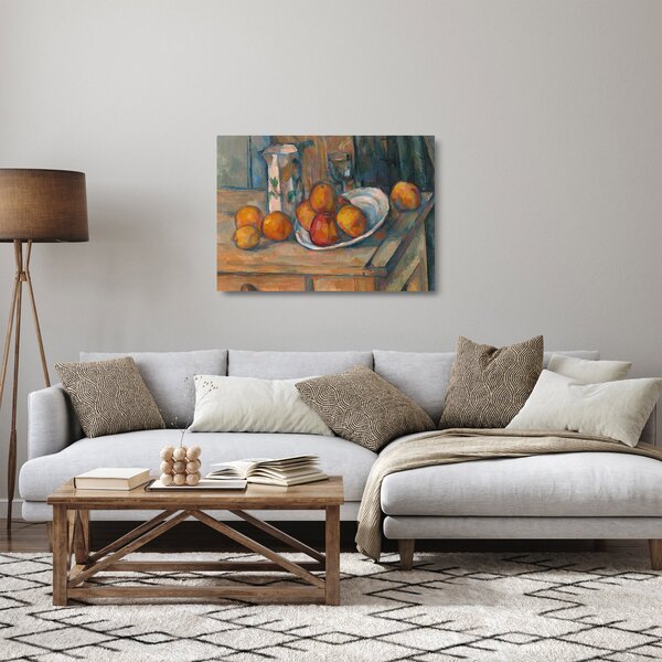Sklenený obraz - Paul Cézanne, Still Life with Milk Jug and Fruit, reprodukcia (70x50 cm)