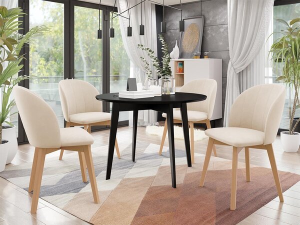 Mirjan24 Okrúhly stôl Botiler FI 100 so 4 stoličkami ST100 04, Farby: natura, Potah: Magic Velvet 2250 5903211162237