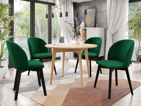 Mirjan24 Okrúhly stôl Botiler FI 100 so 4 stoličkami ST100 04, Farby: natura, Potah: Magic Velvet 2250 5903211162237