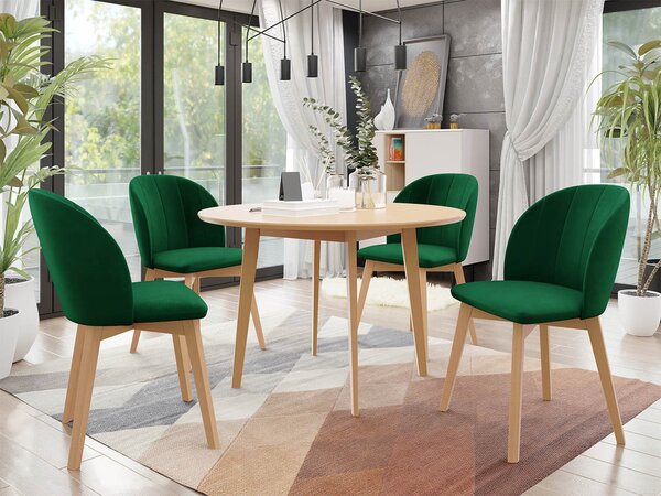 Mirjan24 Okrúhly stôl Botiler FI 120 so 4 stoličkami ST100 04, Farby: natura, Potah: Magic Velvet 2217, Farby nožičiek stola: čierna 5903211162534