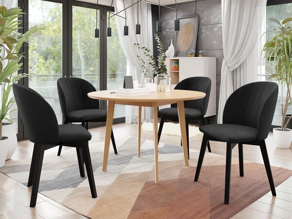 Mirjan24 Okrúhly stôl Botiler FI 120 so 4 stoličkami ST100 04, Farby: natura, Potah: Magic Velvet 2217, Farby nožičiek stola: čierna 5903211162534