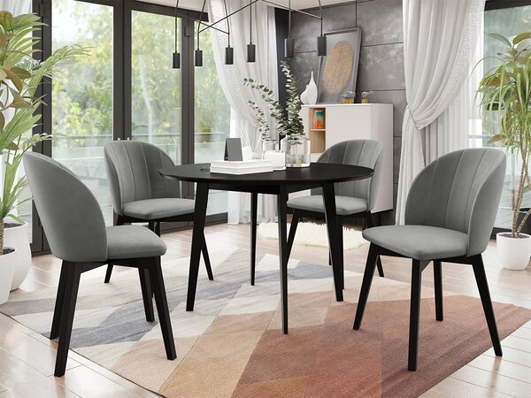 Mirjan24 Okrúhly stôl Botiler FI 120 so 4 stoličkami ST100 04, Farby: natura, Potah: Magic Velvet 2217, Farby nožičiek stola: čierna 5903211162534