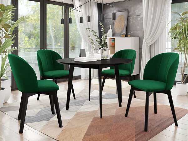 Mirjan24 Okrúhly stôl Botiler FI 120 so 4 stoličkami ST100 04, Farby: natura, Potah: Magic Velvet 2217, Farby nožičiek stola: čierna 5903211162534
