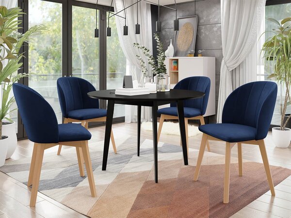 Mirjan24 Okrúhly stôl Botiler FI 120 so 4 stoličkami ST100 04, Farby: natura, Potah: Magic Velvet 2217, Farby nožičiek stola: čierna 5903211162534