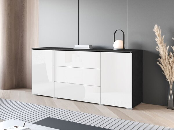 Mirjan24 Komoda Sawoti 150, Farby: biela / šedý lesk, Osvetlenie: bez osvetlenia 5903211456923