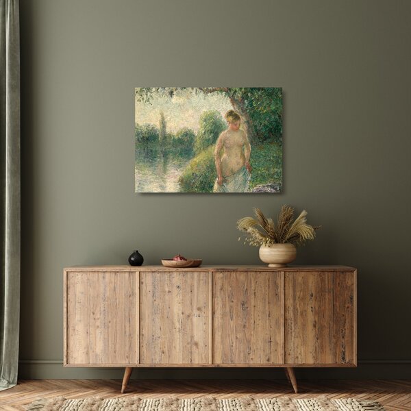 Sklenený obraz - Camille Pissarro, The Bather, reprodukcia (70x50 cm)